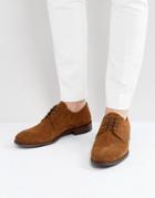 Asos Lace Up Derby Shoes In Tan Suede With Natural Sole - Tan