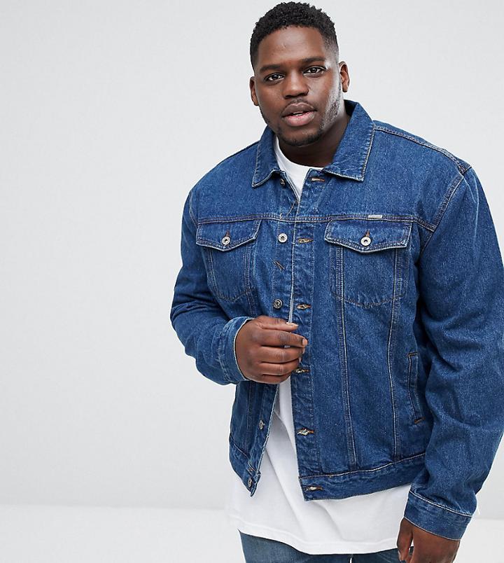 Duke King Size Denim Jacket In Stonewash Blue - Blue
