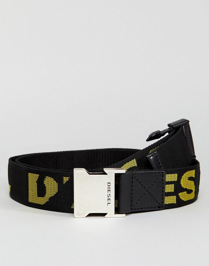 Diesel Logo Belt With Buckle Detail - Black