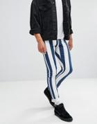 Jaded London Muscle Fit Super Skinny Jeans In Navy And White Stripes - White