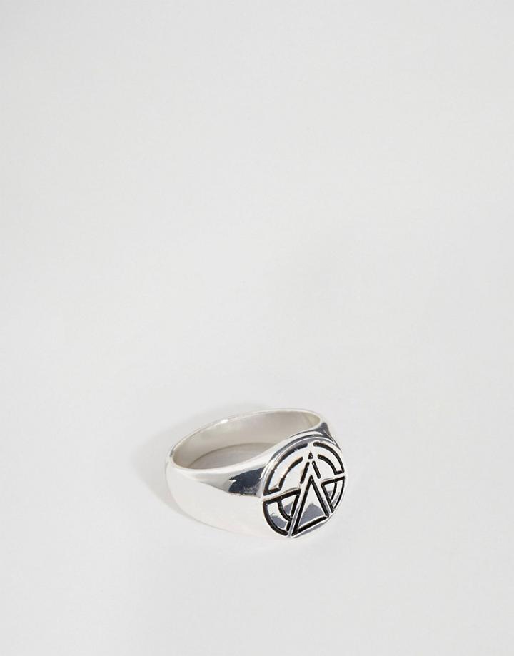 Chained & Able Logo Signet Ring In Silver - Silver