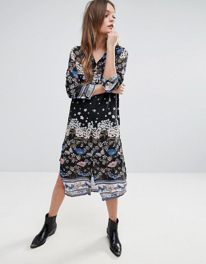 Qed London Longline Shirt Dress - Black