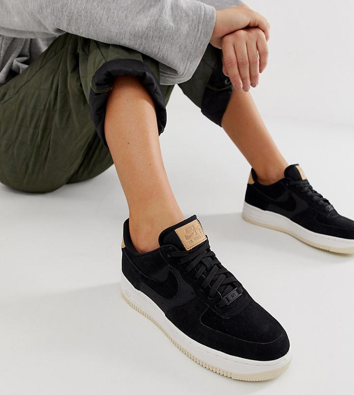 Nike Air Force 1'07 Sneakers In Black Suede