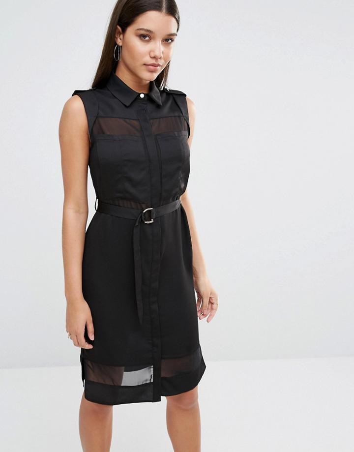 Fleur East By Lipsy Tie Waist Shirt Dress - Black