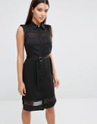 Fleur East By Lipsy Tie Waist Shirt Dress - Black