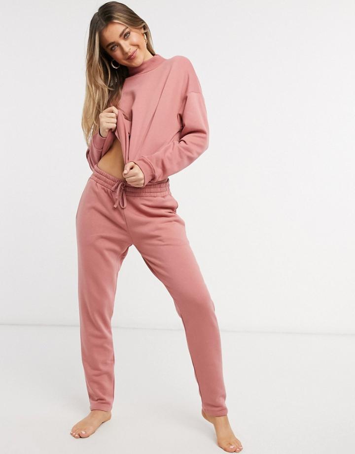 Chelsea Peers Organic Cotton Lightweight Lounge Sweatpants In Mauve-pink