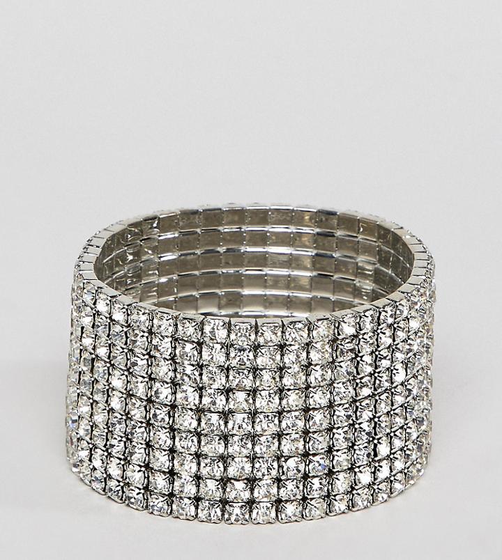 Designb London Crystal Stretch Bracelet - Silver
