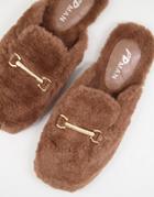 Public Desire Man Rococo Faux Fur Bar Slippers In Tan-brown