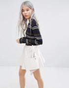 Weekday Stripe High Neck Jumper - Navy