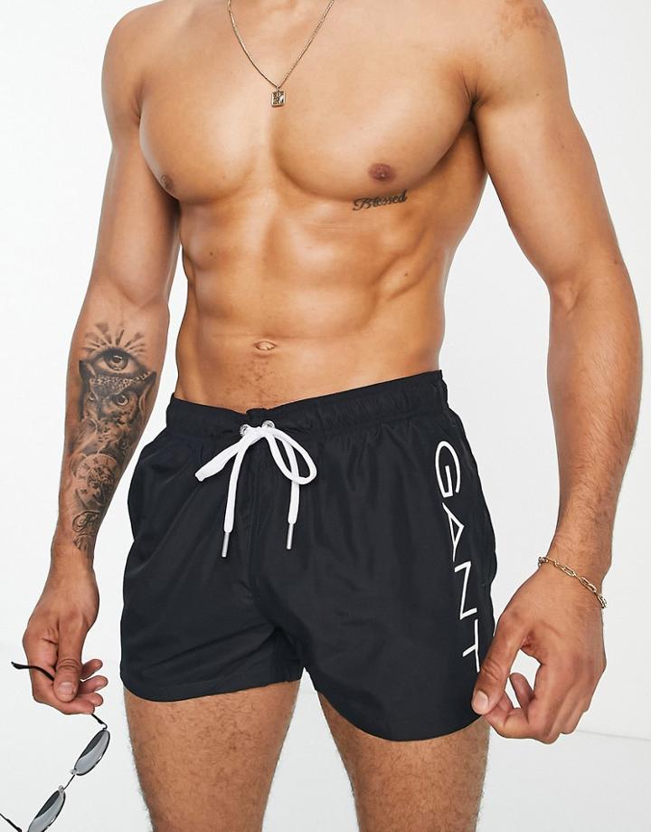 Gant Side Logo Lightweight Swim Shorts In Black