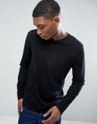 Asos Long Sleeve T-shirt With Crew Neck - Black