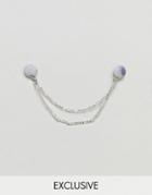 Icon Brand Collar Tips With Chain In Antique Silver - Silver