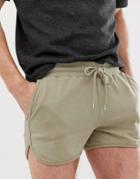 Asos Design Jersey Runner Shorts In Green - Green