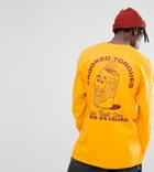 Crooked Tongues Long Sleeve T-shirt With Sleeve And Back Print In Yellow - Yellow