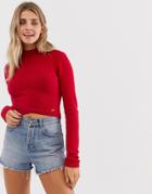 Hollister High Neck Sweater With Wrap Detail - Red