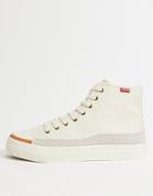 Levi's Square High Top Sneakers In Cream Suede Mix With Small Logo-white