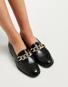 Pull & Bear Chain Detail Brogue Shoes In Black