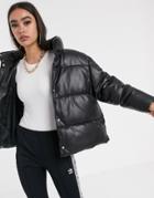 Asos Design Leather Look Puffer Jacket