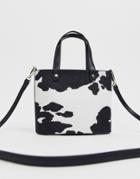 Asos Design Bucket Bag In Cow Print - Multi