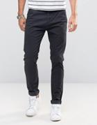 !solid Skinny Fit Chinos With Stretch - Black
