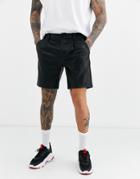 Asos Design Slim Shorts In Faux Leather-black