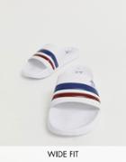 Original Penguin Wide Fit Stripe Slides In White