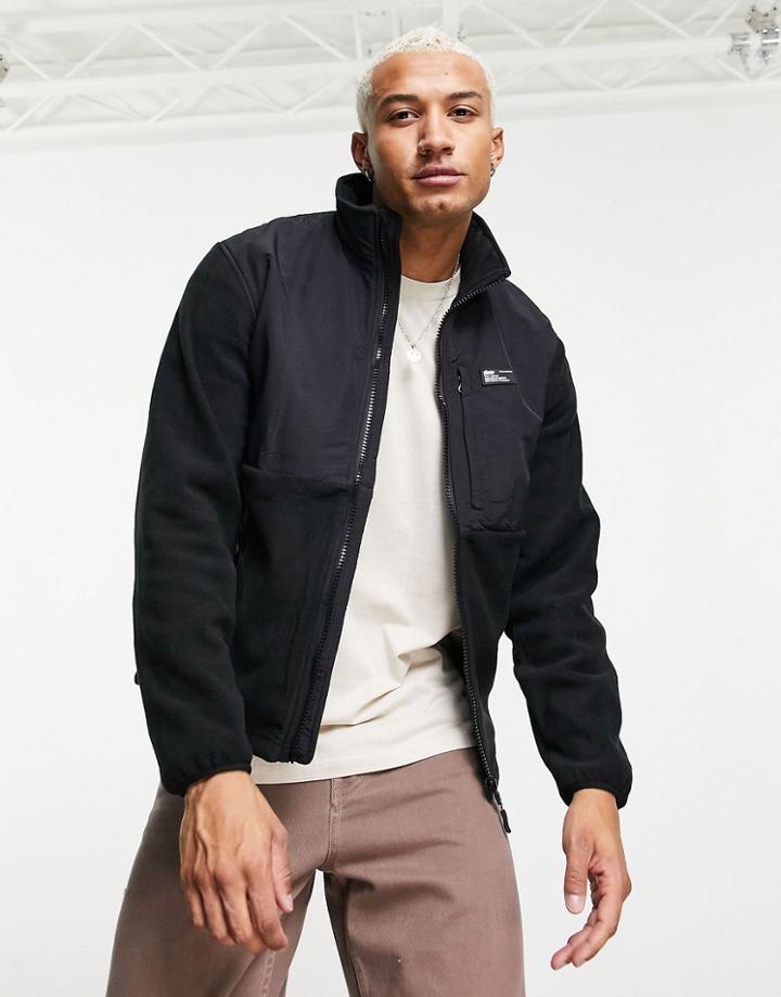 Pull & Bear Zip Through Fleece In Black