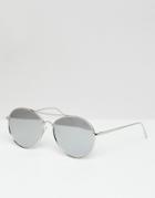 Jeepers Peepers Round Sunglasses In Silver With Mirrored Lens - Silver