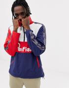 Penfield Havelock Overhead Lined Fleece Color Block Jacket Logo Front And Side Tape In Red Multi - Red