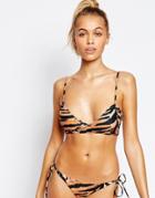 Beach Riot Tigra Feline Wrap Bikini Top - Tiger Print