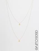 Asos Curve Fine Filigree Disc Multirow Necklace - Gold