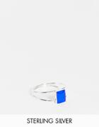 Kingsley Ryan Double Band Ring With Blue Stone In Sterling Silver
