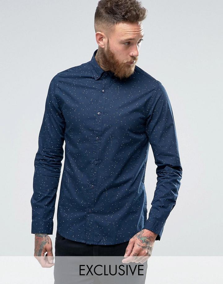 Only & Sons Skinny Printed Smart Shirt With Print - Blue