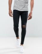 Rose London Super Skinny Jeans With Distressing - Black
