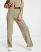 Asos Design Jersey Wide Flare Suit Pant In Mustard Geo-multi
