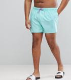 Asos Plus Swim Shorts In Turquoise Short Length - Blue