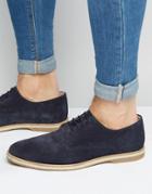 Asos Derby Shoes In Navy Suede With Jute Wrap Sole - Navy