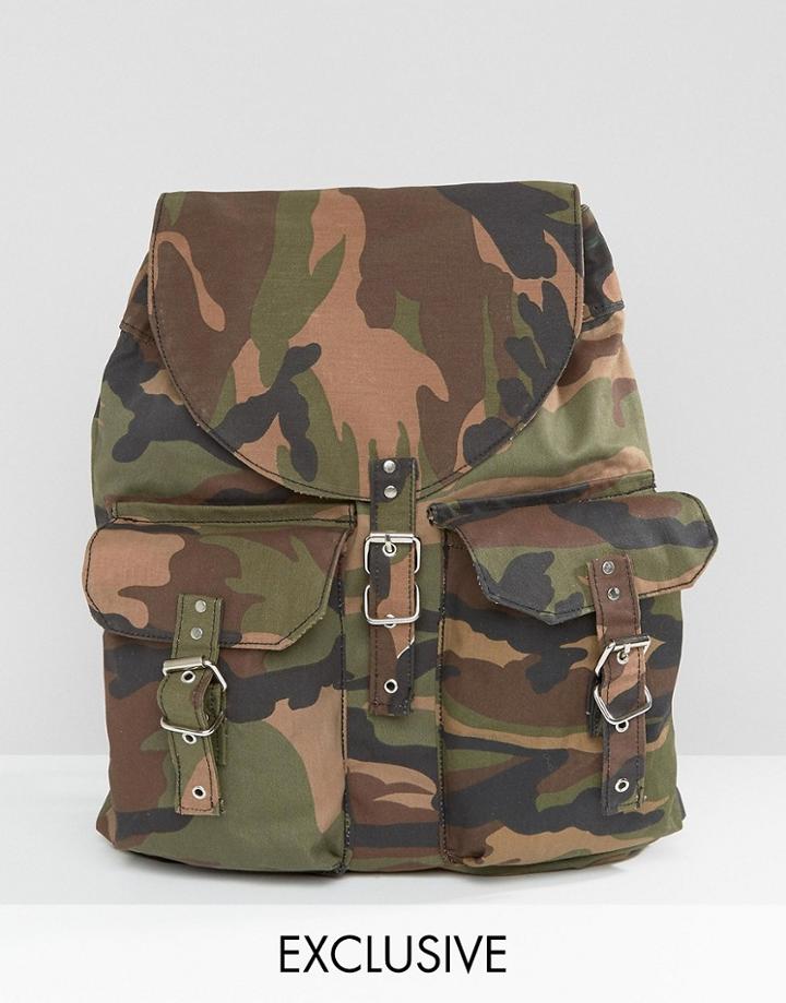 Reclaimed Vintage Canvas Backpack Camo - Green