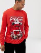 Asos Design Holidays Coca Cola Long Sleeve T-shirt-red