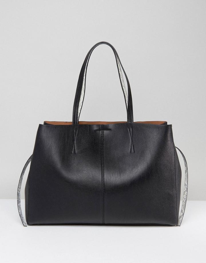 Asos Snake Handle Shopper Bag - Black