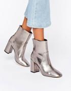 New Look Metallic Heeled Ankle Boot - Silver