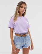 Asos Design T-shirt With Emboridery Have A Nice Day-purple