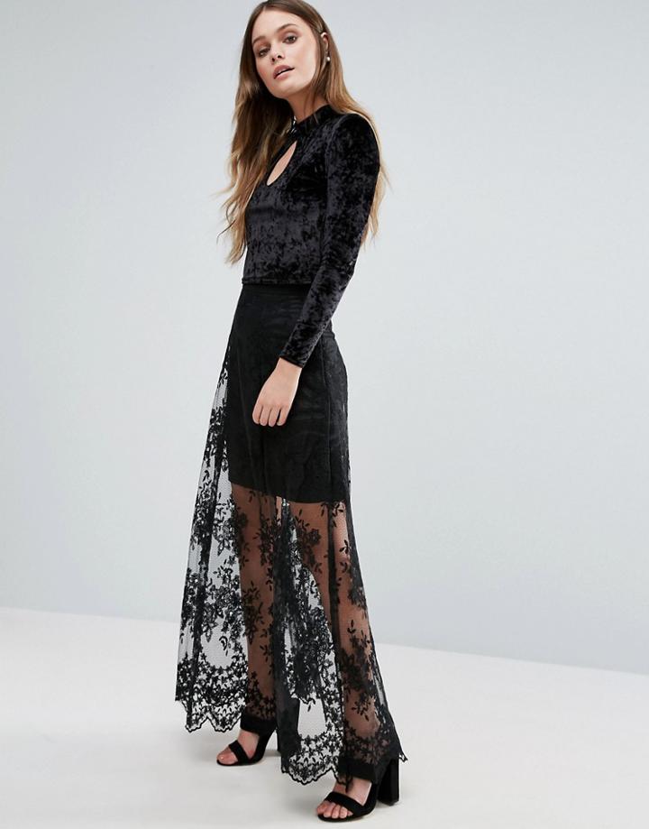 Amy Lynn Lace Maxi Skirt - Black