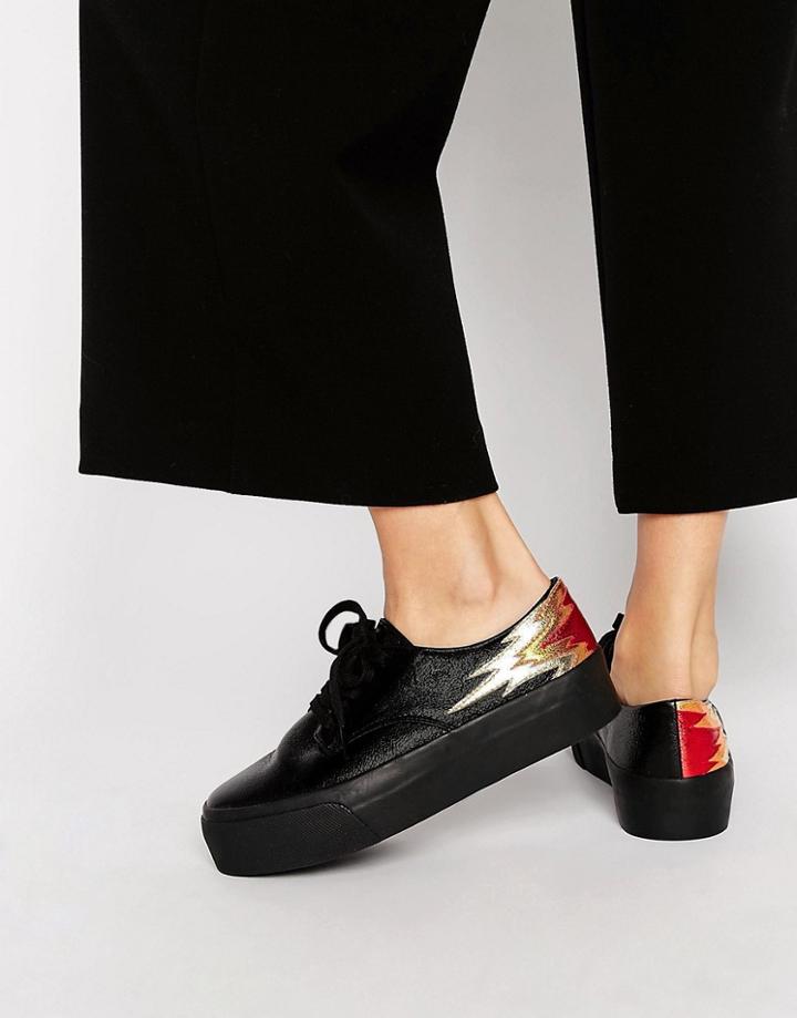 Asos Dreamy Flame Lace Up Sneakers - Black