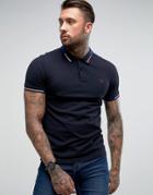 Fred Perry Slim Fit Abstract Tipped Polo Shirt Navy - Navy