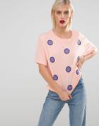 Love Moschino Button Print T-shirt - Pink