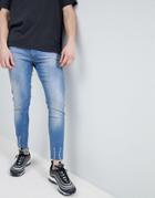 Religion Skinny Fit Jeans With Frayed Hem - Blue