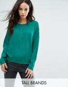 Noisy May Tall Clean Blouse With Zip Front Detail - Green