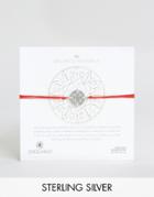 Dogeared Sterling Silver Balance Mandala On Red Silk Adjustable Bracelet - Silver