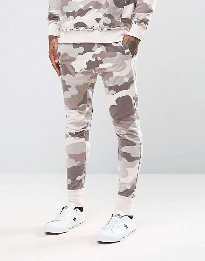 Other Uk Skinny Camo Joggers With Drop Crotch - Pink